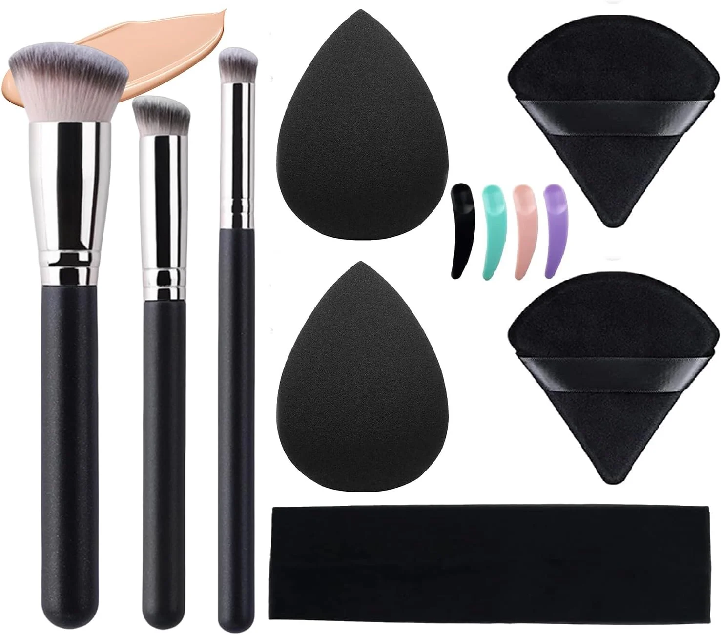 ست برس آرایشی Tecerrity - ست هدیه 12 عددی برس کرم پودر، سایه چشم و آرایش صورت