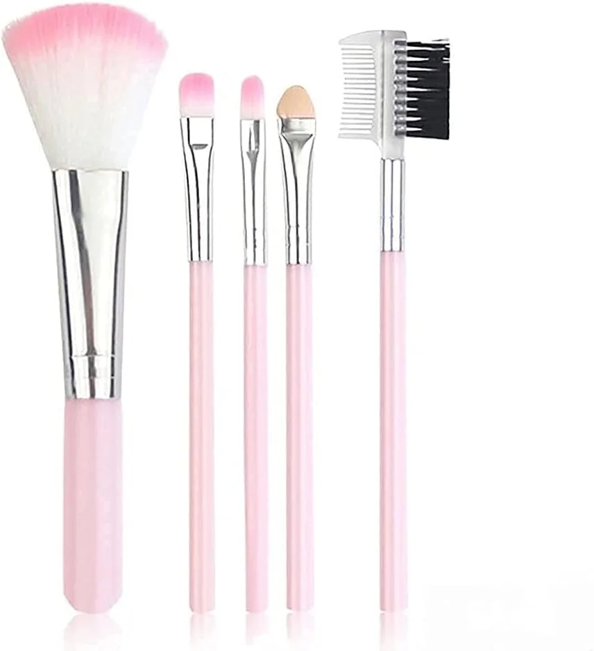 ست براش آرایشی 5 عددی مو نرم تیپزی - صورتی (بسته 5 عددی) مناسب آرایش بانوان