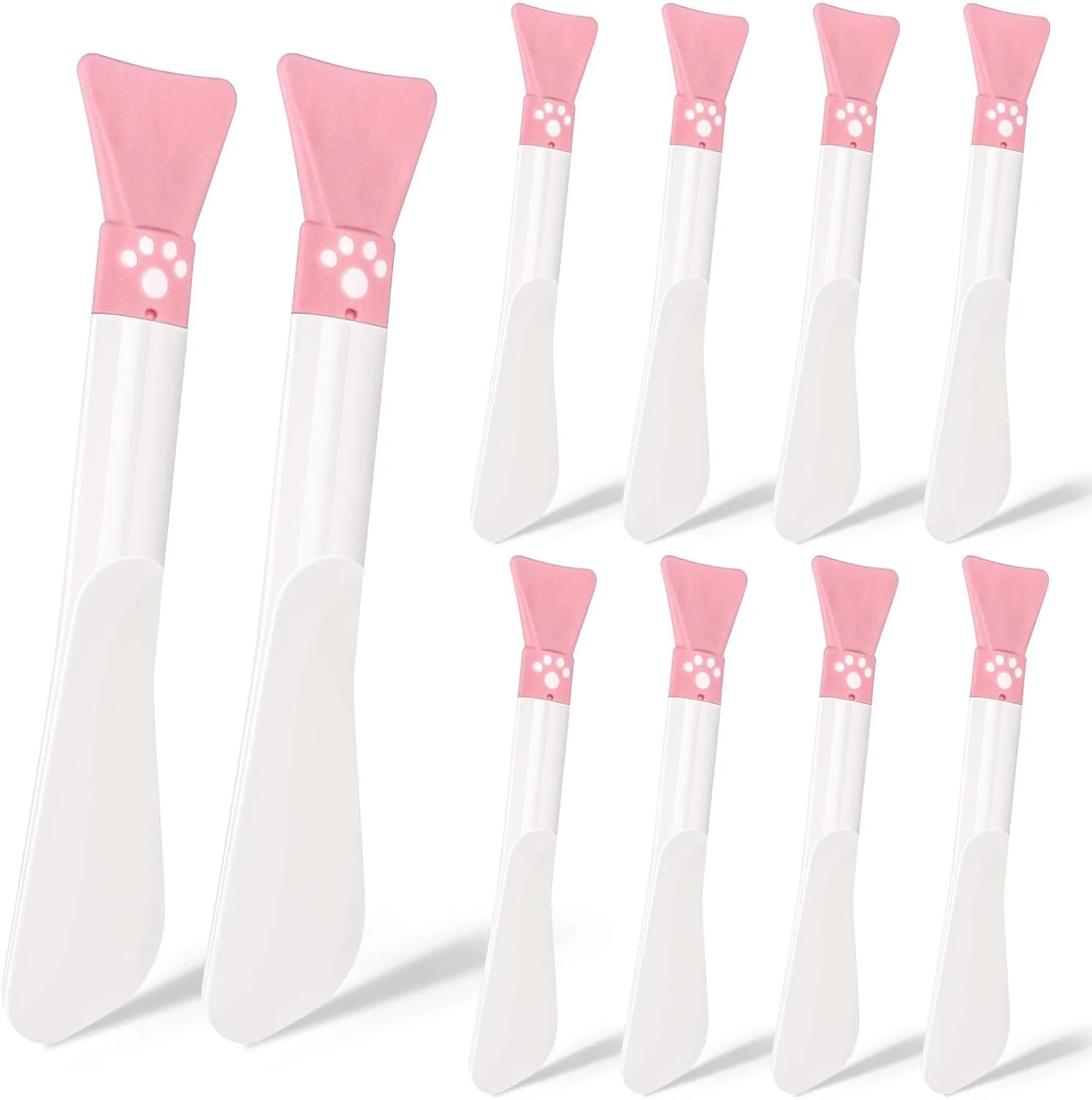 براش ماسک صورت دو طرفه Tazweeq، 10 عدد کاردک آرایشی قابل استفاده مجدد، ابزار مراقبت از پوست، اپلیکاتور ماسک سیلیکونی نرم و کاردک پلاستیکی لوازم آرایشی برای استفاده از محصولات صورت