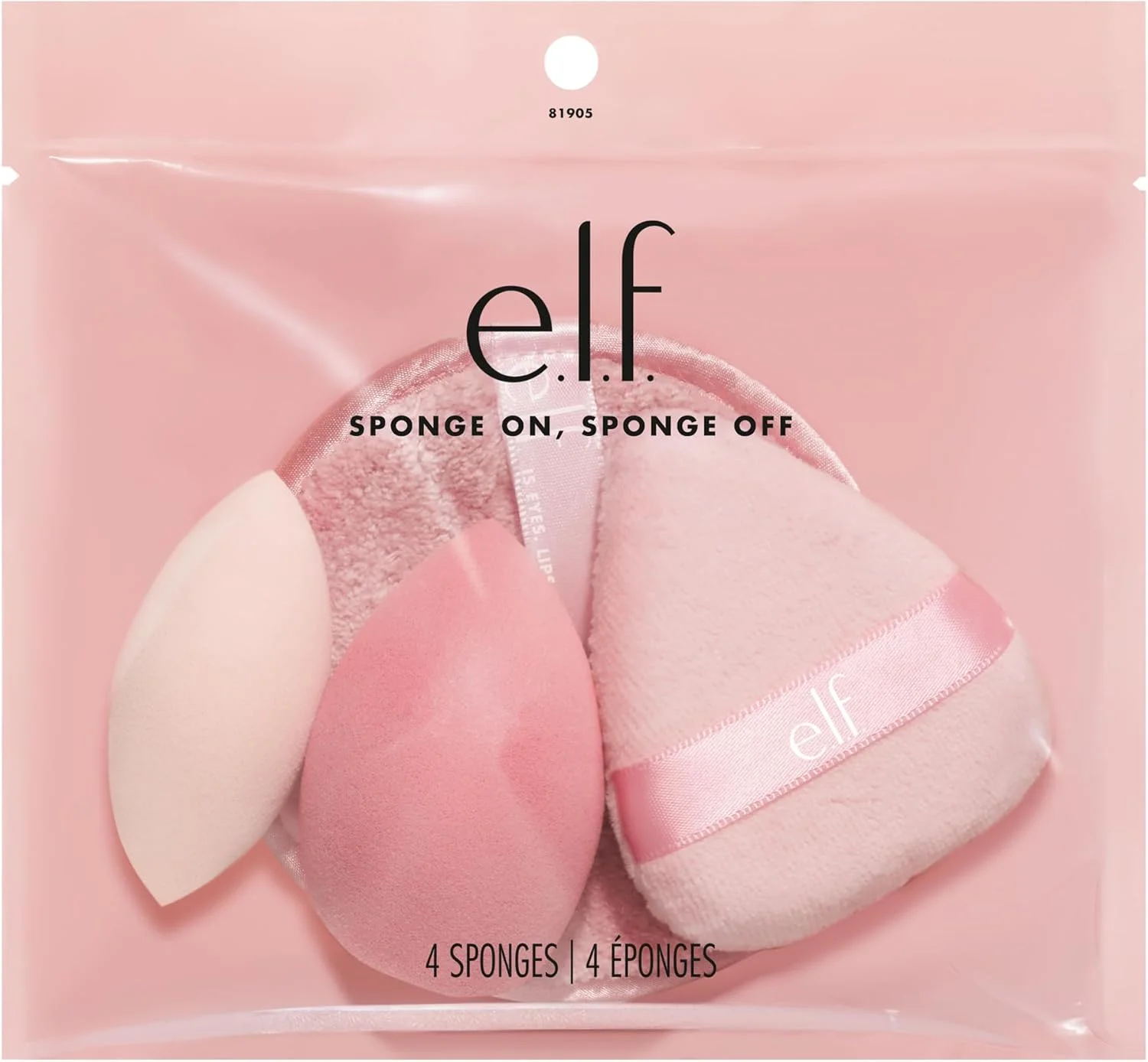 مجموعه اسفنجی چهار تکه e.l.f. Sponge On, Sponge Off برای استفاده، ترکیب و پاک کردن بی نقص آرایش صورت، وگان و بدون تست حیوانی