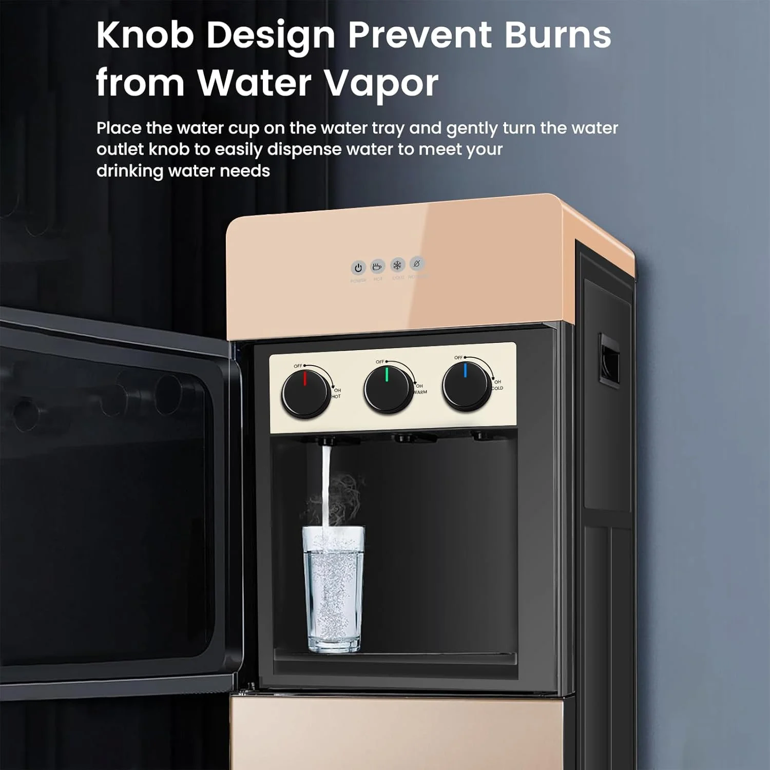 آبسردکن ایستاده مخزن پایین EURCRBU، با 3 تنظیمات دما - گرم، دمای اتاق و کمپرسور خنک کننده، ظرفیت خنک کننده 5-10 درجه سانتیگراد، مناسب برای بطری های 3 یا 5 گالن (طلایی)