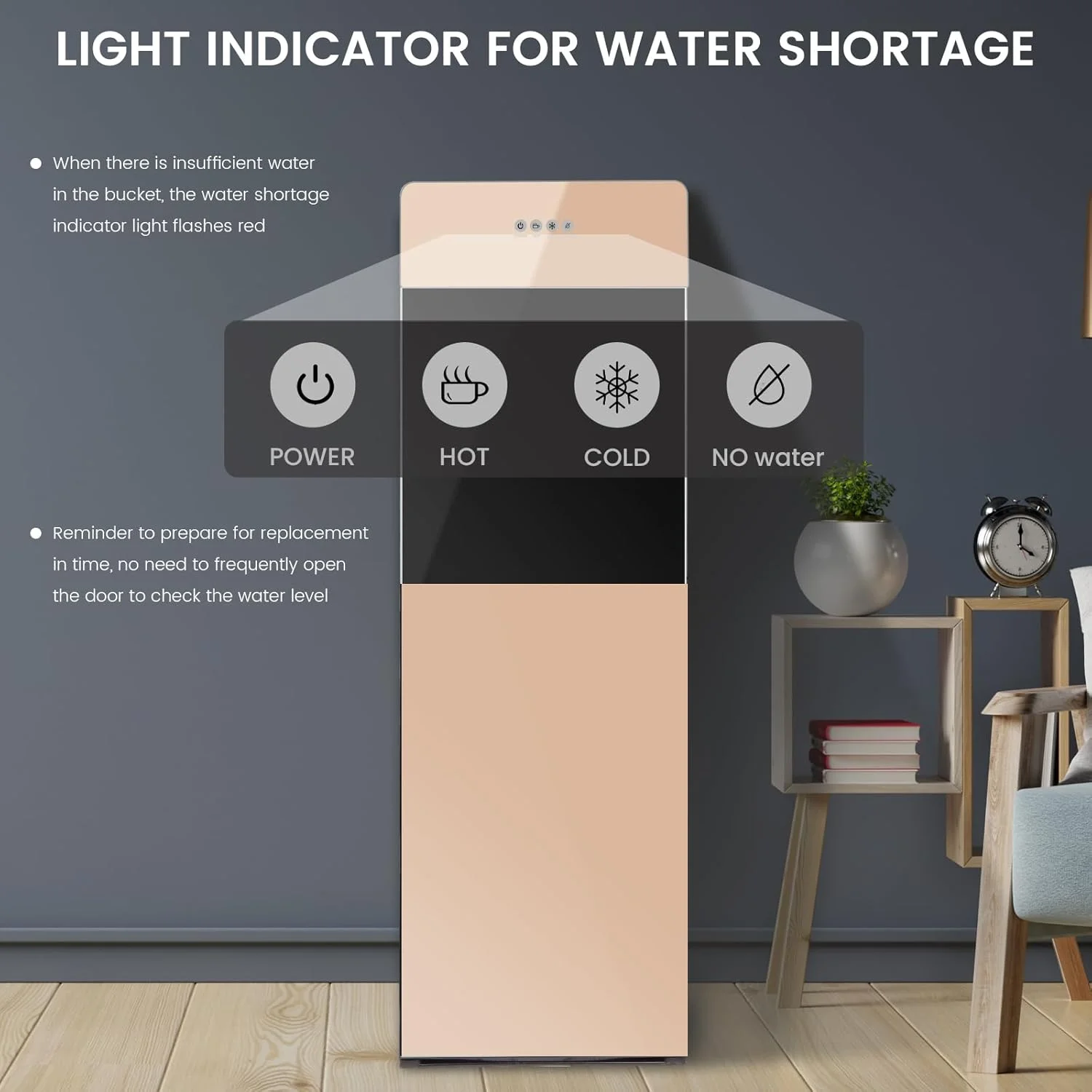 آبسردکن ایستاده مخزن پایین EURCRBU، با 3 تنظیمات دما - گرم، دمای اتاق و کمپرسور خنک کننده، ظرفیت خنک کننده 5-10 درجه سانتیگراد، مناسب برای بطری های 3 یا 5 گالن (طلایی)