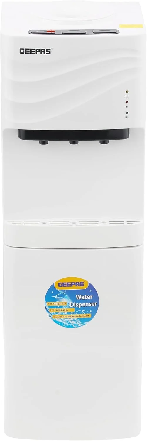آبسردکن با یخچال | مخزن آب استیل ضد زنگ با خنک کننده کمپرسور و 3 شیر، گرم، معمولی و سرد | مجهز به دکمه ایمنی کودک GWD8355 سفید آبسردکن با یخچال | مخزن آب استیل ضد زنگ با خنک کننده کمپرسور و 3 شیر، گرم، معمولی و سرد | مجهز به دکمه ایمنی کودک GWD8355 سفید