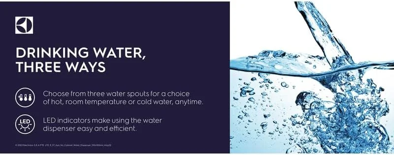 آبسردکن الکترولوکس، بارگیری از بالا، مجهز به 3 شیر با دمای گرم، سرد و محیط، ایستاده، نشانگر LED، قفل ایمنی کودک برای شیر آب، ایده آل برای خانه، دفتر و آبدارخانه، EDBMFSXWG آبسردکن الکترولوکس، بارگیری از بالا، مجهز به 3 شیر با دمای گرم، سرد و محیط، ایستاده، نشانگر LED، قفل ایمنی کودک برای شیر آب، ایده آل برای خانه، دفتر و آبدارخانه، EDBMFSXWG