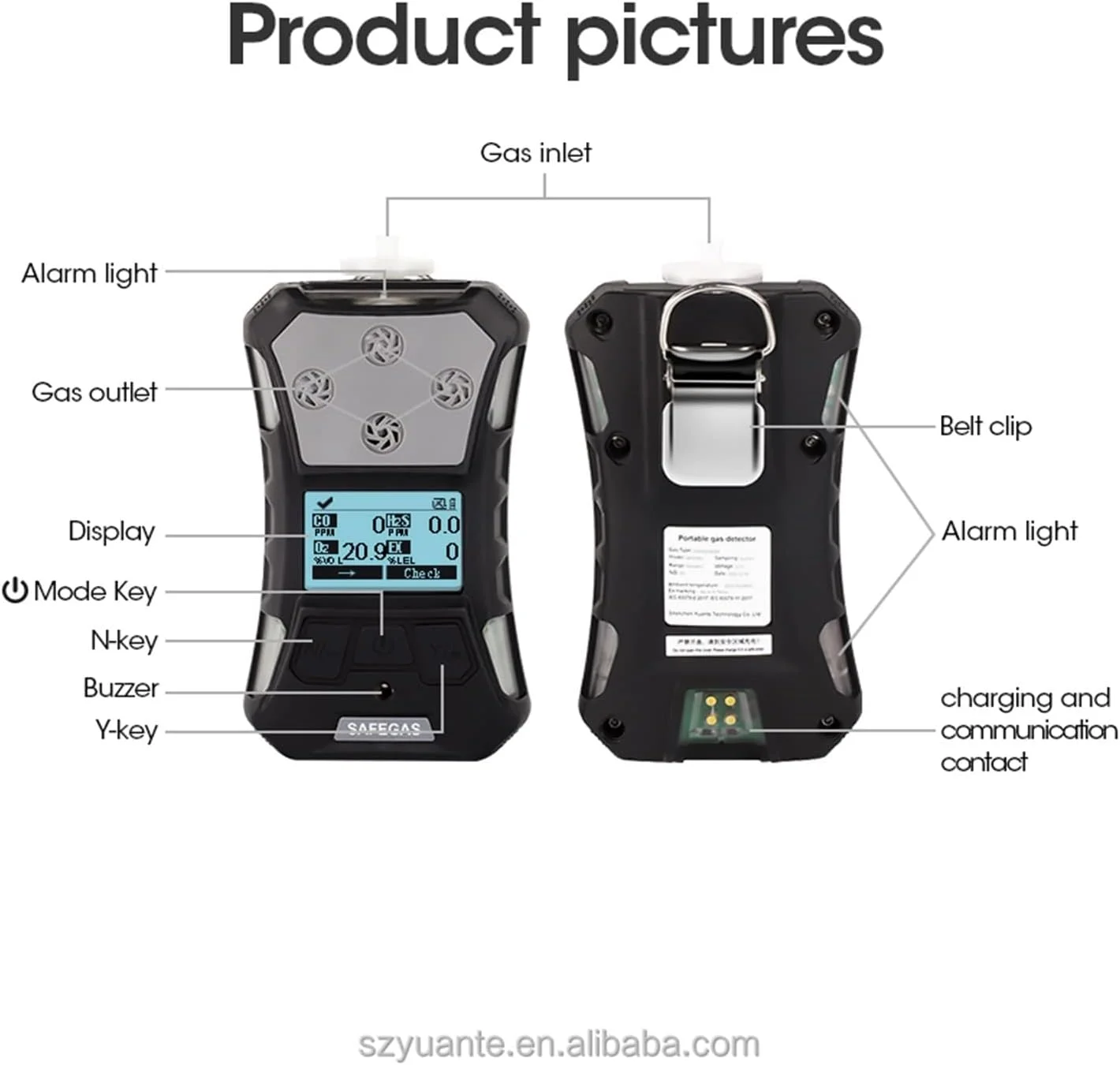 دستگاه تشخیص گاز GZDodek پمپی 4 در 1، تشخیص گاز CH4 CO LEL O2، دستگاه تشخیص گاز چندگانه قابل حمل 4 در 1 دستگاه تشخیص گاز GZDodek پمپی 4 در 1، تشخیص گاز CH4 CO LEL O2، دستگاه تشخیص گاز چندگانه قابل حمل 4 در 1