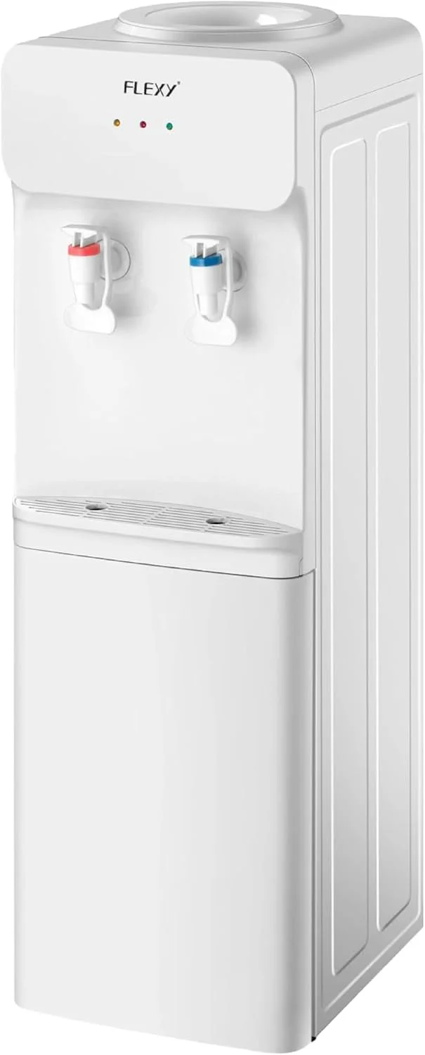 آبسردکن ایستاده فلکسی، آب گرم و سرد، مخزن فشاری، استیل ضد زنگ، خنک کننده کمپرسور، کنترل دمای خودکار (سفید)