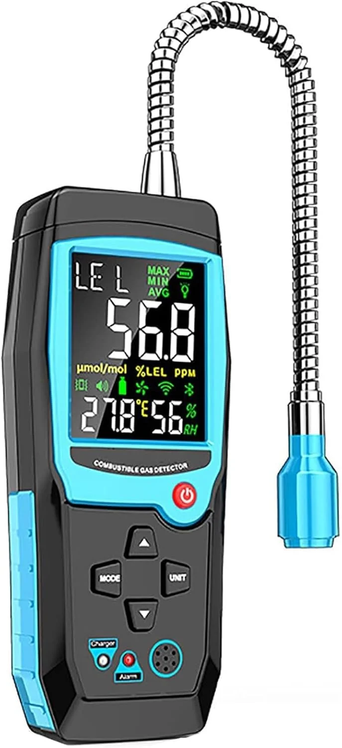 دستگاه تشخیص نشت گاز طبیعی، ردیاب گاز قابل حمل با پروب سنسور گردن غازی 14 اینچی و صفحه نمایش LCD با نور پس زمینه، عملکرد زنگ هشدار نوری و صوتی و قابل شارژ، برای فاضلاب ها، زیرزمین دستگاه تشخیص نشت گاز طبیعی، ردیاب گاز قابل حمل با پروب سنسور گردن غازی 14 اینچی و صفحه نمایش LCD با نور پس زمینه، عملکرد زنگ هشدار نوری و صوتی و قابل شارژ، برای فاضلاب ها، زیرزمین