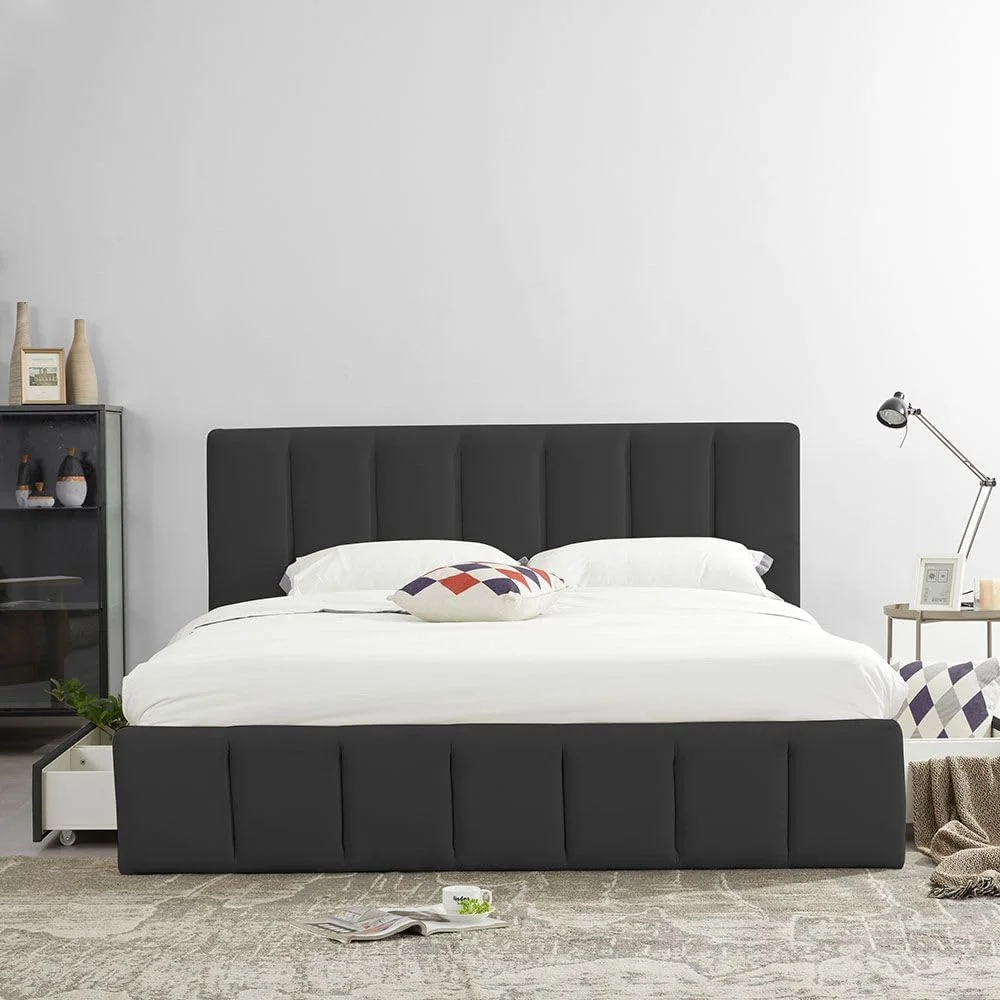 تخت خواب دو نفره ویستا دانوب هوم سایز کوئین 150X200 با 4 کشو | طراحی مدرن و مستحکم، مبلمان قاب تخت خواب چوبی | تخت خواب های آرام و راحت L 220 x W 161 x H 111 سانتی متر - مشکی تخت خواب دو نفره ویستا دانوب هوم سایز کوئین 150X200 با 4 کشو | طراحی مدرن و مستحکم، مبلمان قاب تخت خواب چوبی | تخت خواب های آرام و راحت L 220 x W 161 x H 111 سانتی متر - مشکی