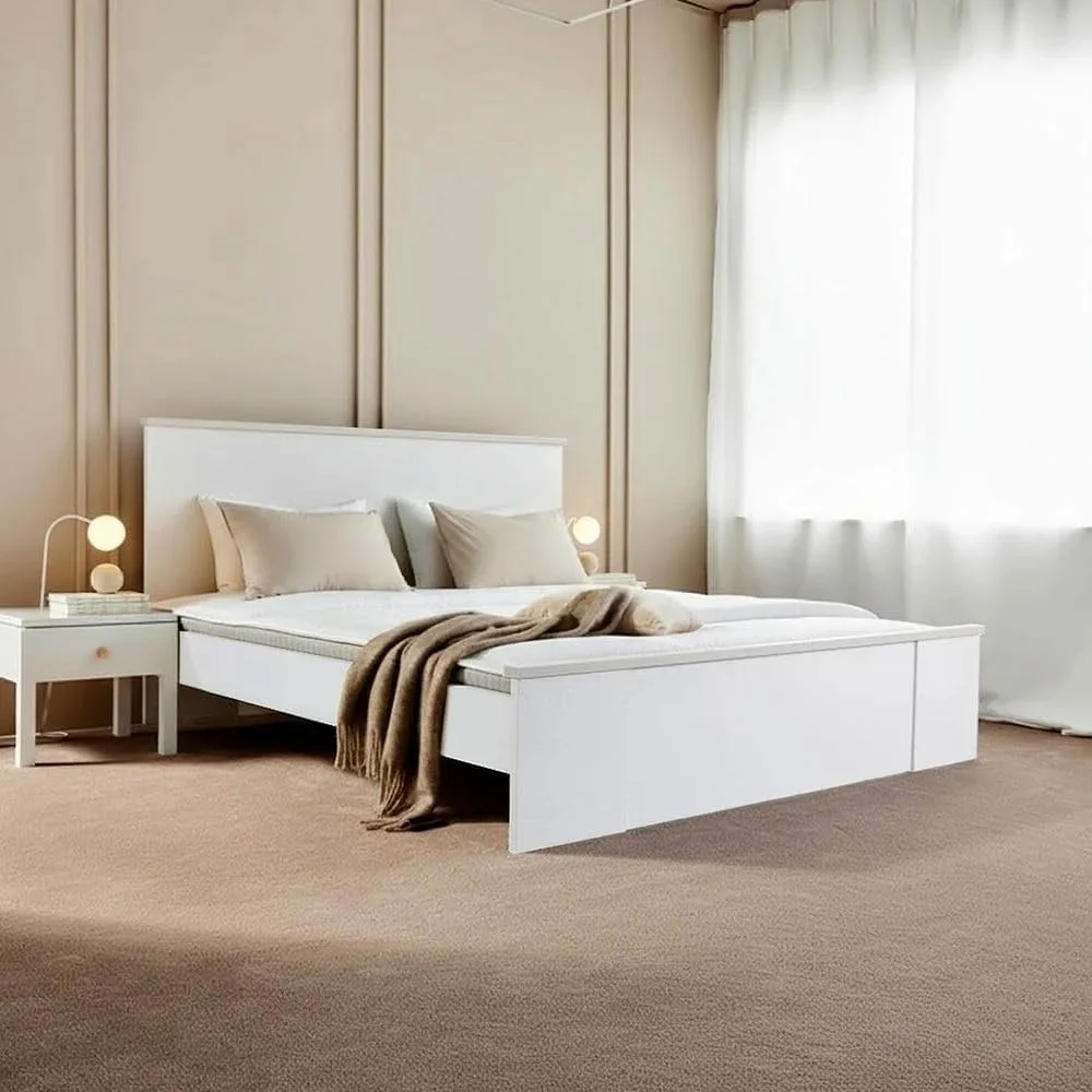 تخت خواب دو نفره کینگ توماس Danube Home (۱۸۰x۲۰۰ سانتی متر) | طراحی مدرن، قوی و مستحکم، مبلمان تخت خواب دو نفره چوبی | قاب تخت خواب آرام و راحت به ابعاد L۲۰۹xW۱۸۹xH۱۰۵.۶ سانتی متر - سفید/بلوط روشن - همراه با ۲ تخت خواب دو نفره کینگ توماس Danube Home (۱۸۰x۲۰۰ سانتی متر) | طراحی مدرن، قوی و مستحکم، مبلمان تخت خواب دو نفره چوبی | قاب تخت خواب آرام و راحت به ابعاد L۲۰۹xW۱۸۹xH۱۰۵.۶ سانتی متر - سفید/بلوط روشن - همراه با ۲