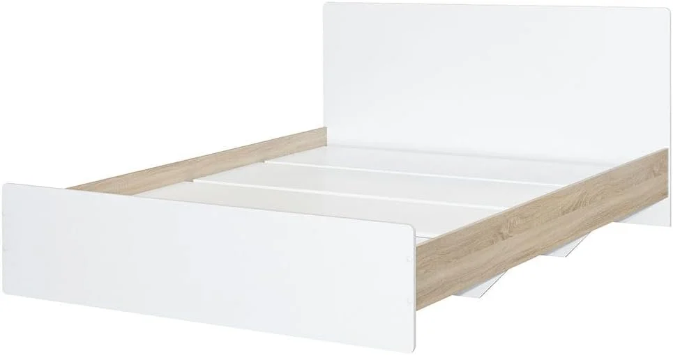 تخت خواب دو نفره دانوب هوم Kinder سایز 160x200 | طراحی مدرن، قاب تخت خواب چوبی | تخت خواب راحت (تشک شامل نمی شود) ساخت مالزی، ابعاد L205xW166xH90cm - سفید و بلوط سونوما تخت خواب دو نفره دانوب هوم Kinder سایز 160x200 | طراحی مدرن، قاب تخت خواب چوبی | تخت خواب راحت (تشک شامل نمی شود) ساخت مالزی، ابعاد L205xW166xH90cm - سفید و بلوط سونوما