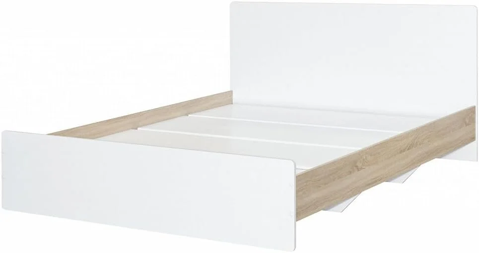تخت خواب دو نفره دانوب هوم Kinder سایز 160x200 | طراحی مدرن، قاب تخت خواب چوبی | تخت خواب راحت (تشک شامل نمی شود) ساخت مالزی، ابعاد L205xW166xH90cm - سفید و بلوط سونوما تخت خواب دو نفره دانوب هوم Kinder سایز 160x200 | طراحی مدرن، قاب تخت خواب چوبی | تخت خواب راحت (تشک شامل نمی شود) ساخت مالزی، ابعاد L205xW166xH90cm - سفید و بلوط سونوما