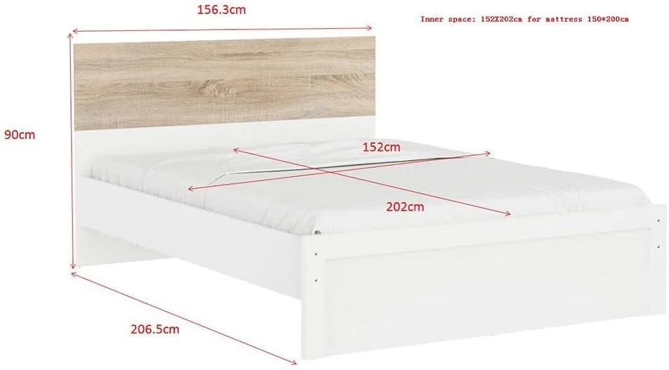 تخت خواب دو نفره دانوب هوم مدل Aurora | سایز Queen (۱۵۰x۲۰۰ سانتی متر) | طراحی مدرن و مستحکم، مبلمان تخت خواب دو نفره چوبی | تخت خواب راحت - سفید/بلوط طبیعی تخت خواب دو نفره دانوب هوم مدل Aurora | سایز Queen (۱۵۰x۲۰۰ سانتی متر) | طراحی مدرن و مستحکم، مبلمان تخت خواب دو نفره چوبی | تخت خواب راحت - سفید/بلوط طبیعی