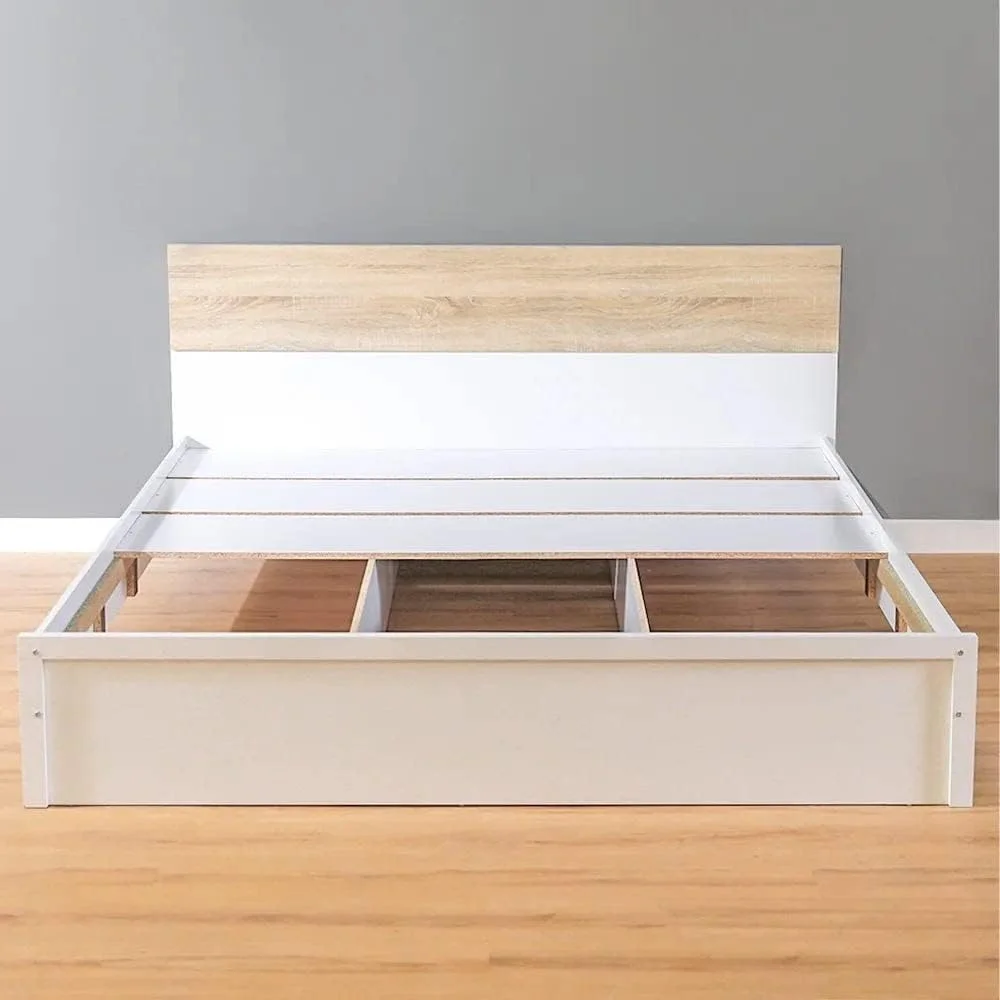 تخت خواب دو نفره دانوب هوم مدل Aurora | سایز Queen (۱۵۰x۲۰۰ سانتی متر) | طراحی مدرن و مستحکم، مبلمان تخت خواب دو نفره چوبی | تخت خواب راحت - سفید/بلوط طبیعی تخت خواب دو نفره دانوب هوم مدل Aurora | سایز Queen (۱۵۰x۲۰۰ سانتی متر) | طراحی مدرن و مستحکم، مبلمان تخت خواب دو نفره چوبی | تخت خواب راحت - سفید/بلوط طبیعی