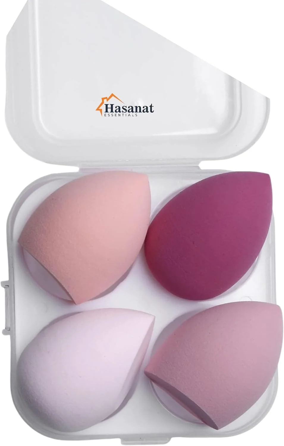 اسفنج آرایشی تخم مرغی حسنات Essentials، مجموعه 4 عددی اسفنج آرایشی، بیوتی بلندر، اسفنج آرایشی، بلندر آرایشی مناسب برای کانسیلر، کرم پودر مایع، رژگونه و پودر فیکس، صورتی