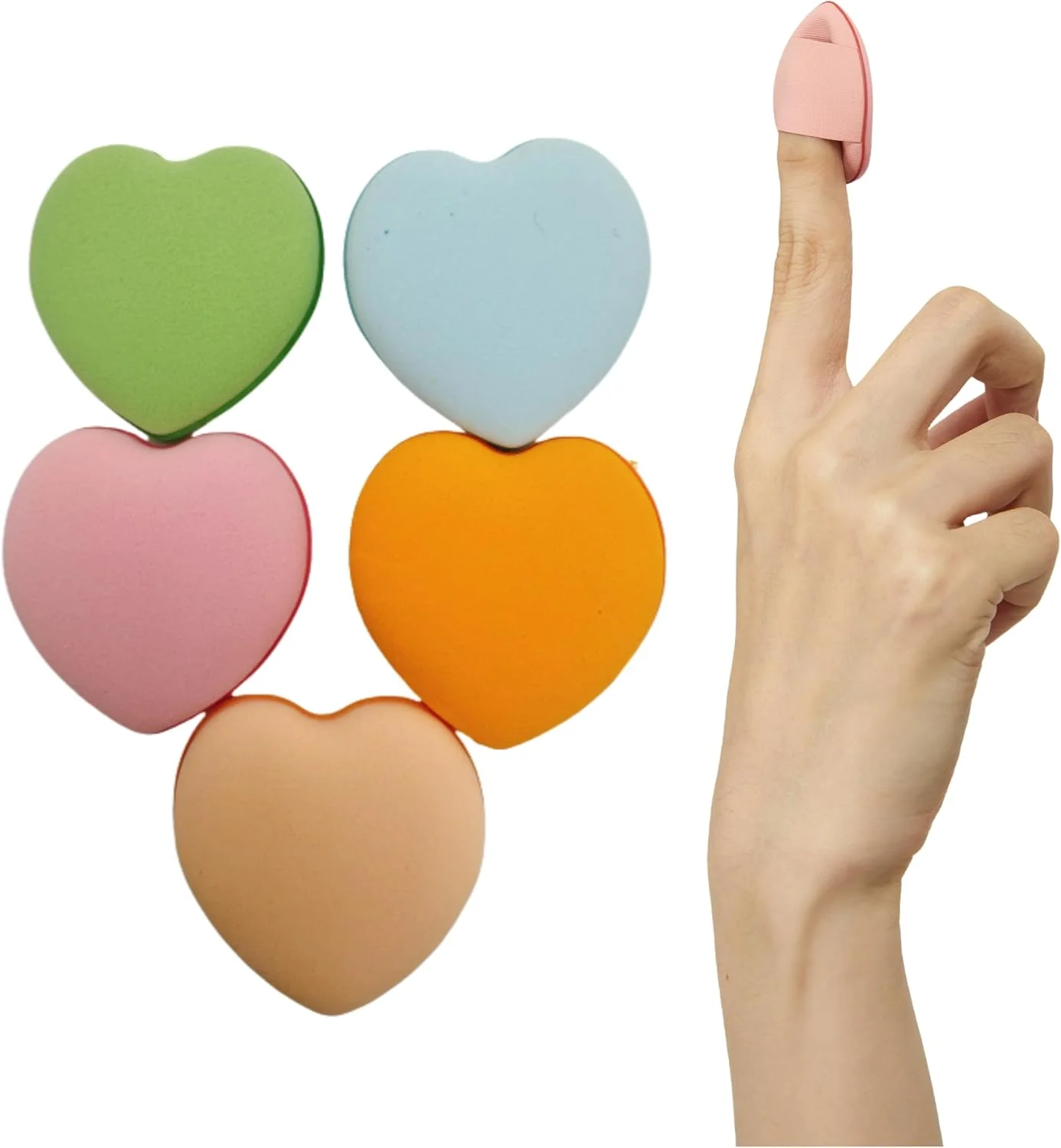 Heart-Shaped Makeup Sponges, Beauty Blender Set, 5 Pastel Colours