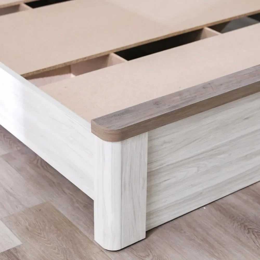 تخت خواب دو نفره دانوب هوم مدل Olivos | سایز کینگ 180x200 | طراحی مدرن و مستحکم | تخت خواب چوبی راحت برای اتاق خواب - خاکستری/بلوطی