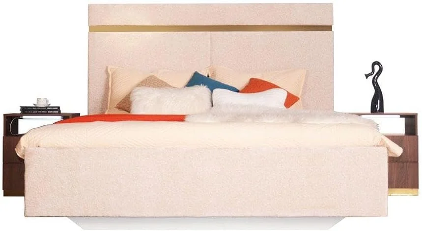 تخت خواب دو نفره کینگ رونین Danube Home (180x200 سانتی متر) | طراحی مدرن، قوی و مستحکم، مبلمان تخت خواب چوبی | قاب تخت خواب آرام و راحت L190xW214xH145 سانتی متر - بژ/طلایی