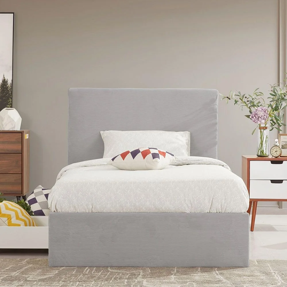 تخت خواب یک نفره نوجوان دانوب هوم مدل Wesley با ابعاد 120X200 به همراه کشو | طراحی مدرن و مستحکم، مبلمان تخت خواب یک نفره چوبی | تخت خواب های آرام و راحت، ابعاد: طول 218 x عرض 130 x ارتفاع 121 سانتی متر - خاکستری تیره