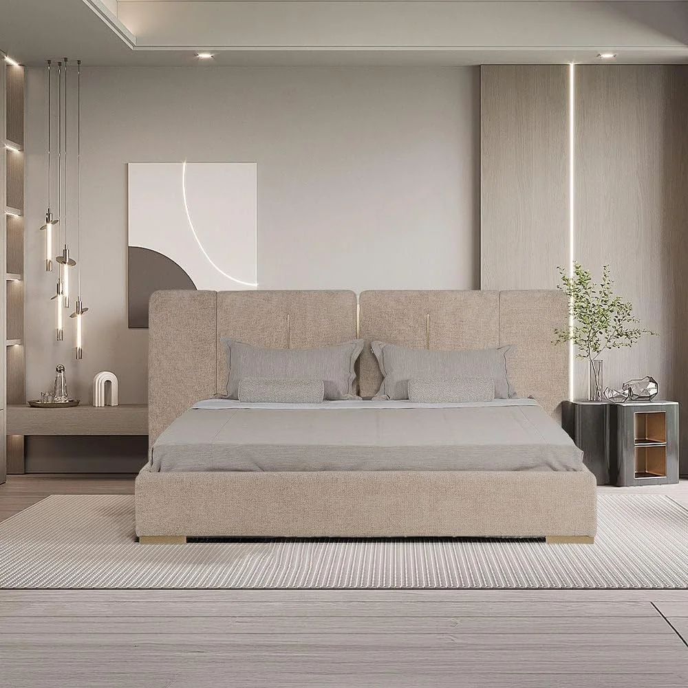 تخت خواب کینگ تودوزی شده 180x200 Danube Home Braxton با فضای ذخیره سازی هیدرولیک و تاج تاشو | مبلمان قاب تخت خواب دو نفره چوبی با طراحی مدرن | تخت خواب راحت (تشک شامل نمی شود) - قهوه ای/برنجی تخت خواب کینگ تودوزی شده 180x200 Danube Home Braxton با فضای ذخیره سازی هیدرولیک و تاج تاشو | مبلمان قاب تخت خواب دو نفره چوبی با طراحی مدرن | تخت خواب راحت (تشک شامل نمی شود) - قهوه ای/برنجی