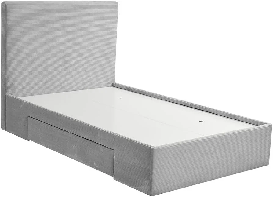 تخت خواب یک نفره نوجوان دانوب هوم مدل Wesley با ابعاد 120X200 به همراه کشو | طراحی مدرن و مستحکم، مبلمان تخت خواب یک نفره چوبی | تخت خواب های آرام و راحت، ابعاد: طول 218 x عرض 130 x ارتفاع 121 سانتی متر - خاکستری تیره