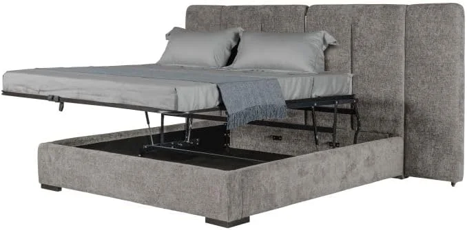 تخت خواب کینگ تودوزی شده 180x200 Danube Home Braxton با فضای ذخیره سازی هیدرولیک و تاج تاشو | مبلمان مدرن قاب تخت خواب دو نفره چوبی | تخت خواب راحت (تشک شامل نمی شود) - خاکستری/تیتانیوم تخت خواب کینگ تودوزی شده 180x200 Danube Home Braxton با فضای ذخیره سازی هیدرولیک و تاج تاشو | مبلمان مدرن قاب تخت خواب دو نفره چوبی | تخت خواب راحت (تشک شامل نمی شود) - خاکستری/تیتانیوم