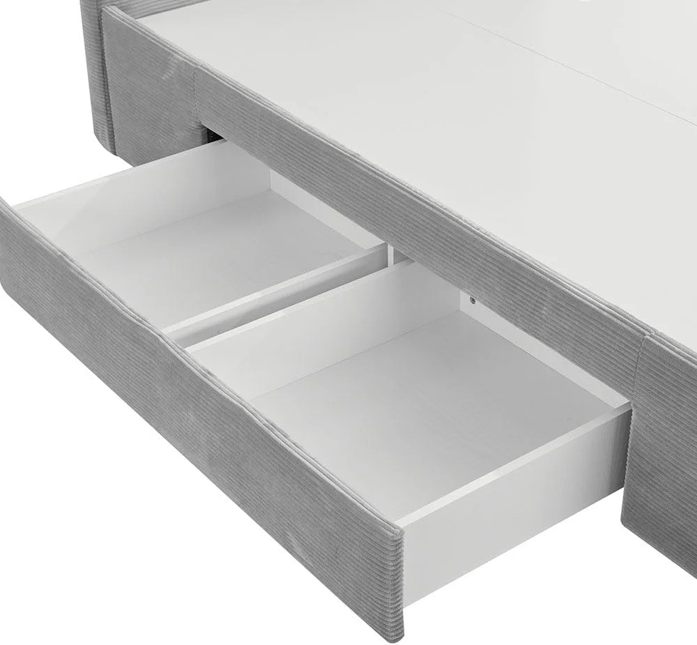 تخت خواب یک نفره نوجوان دانوب هوم مدل Wesley با ابعاد 120X200 به همراه کشو | طراحی مدرن و مستحکم، مبلمان تخت خواب یک نفره چوبی | تخت خواب های آرام و راحت، ابعاد: طول 218 x عرض 130 x ارتفاع 121 سانتی متر - خاکستری تیره