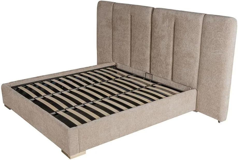 تخت خواب کینگ تودوزی شده 180x200 Danube Home Braxton با فضای ذخیره سازی هیدرولیک و تاج تاشو | مبلمان قاب تخت خواب دو نفره چوبی با طراحی مدرن | تخت خواب راحت (تشک شامل نمی شود) - قهوه ای/برنجی تخت خواب کینگ تودوزی شده 180x200 Danube Home Braxton با فضای ذخیره سازی هیدرولیک و تاج تاشو | مبلمان قاب تخت خواب دو نفره چوبی با طراحی مدرن | تخت خواب راحت (تشک شامل نمی شود) - قهوه ای/برنجی