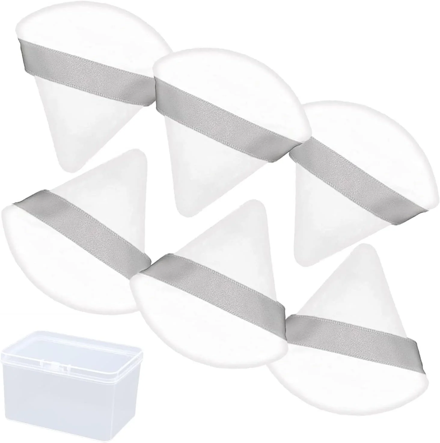 پدهای آرایشی Joyzzz، 6 عدد پد پودر، پد مثلثی آرایشی صورت، پدهای مخملی نرم و قابل شستشوی کرم پودر با جعبه نگهداری برای پودر فیکس، پودر معدنی، پودر بدن، ابزار آرایش