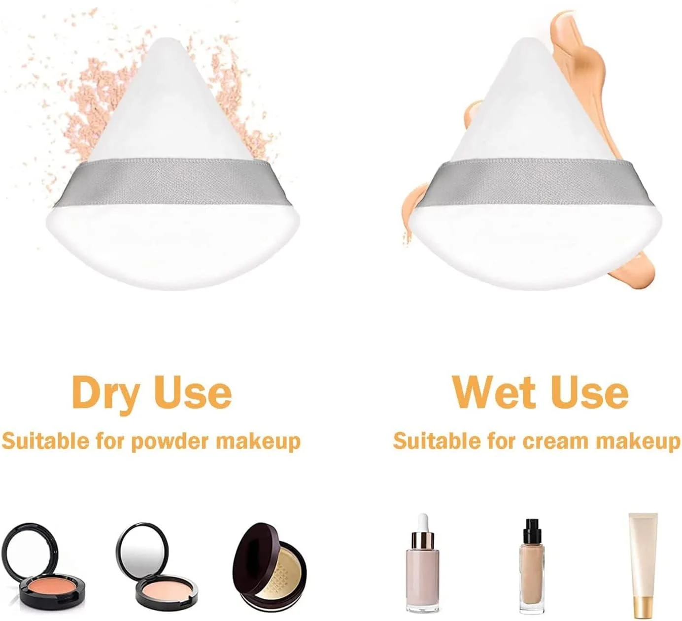 پدهای آرایشی Joyzzz، 6 عدد پد پودر، پد مثلثی آرایشی صورت، پدهای مخملی نرم و قابل شستشوی کرم پودر با جعبه نگهداری برای پودر فیکس، پودر معدنی، پودر بدن، ابزار آرایش