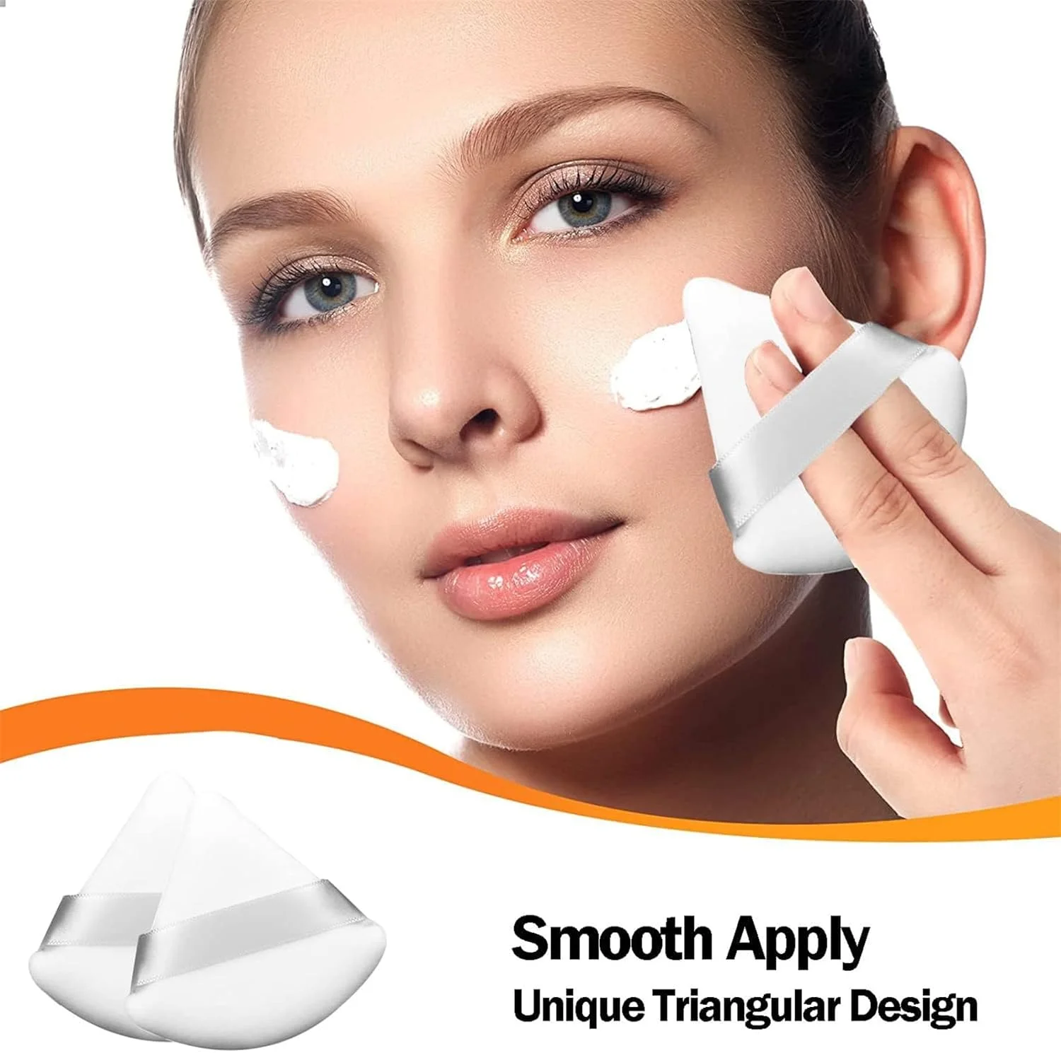 پدهای آرایشی Joyzzz، 6 عدد پد پودر، پد مثلثی آرایشی صورت، پدهای مخملی نرم و قابل شستشوی کرم پودر با جعبه نگهداری برای پودر فیکس، پودر معدنی، پودر بدن، ابزار آرایش