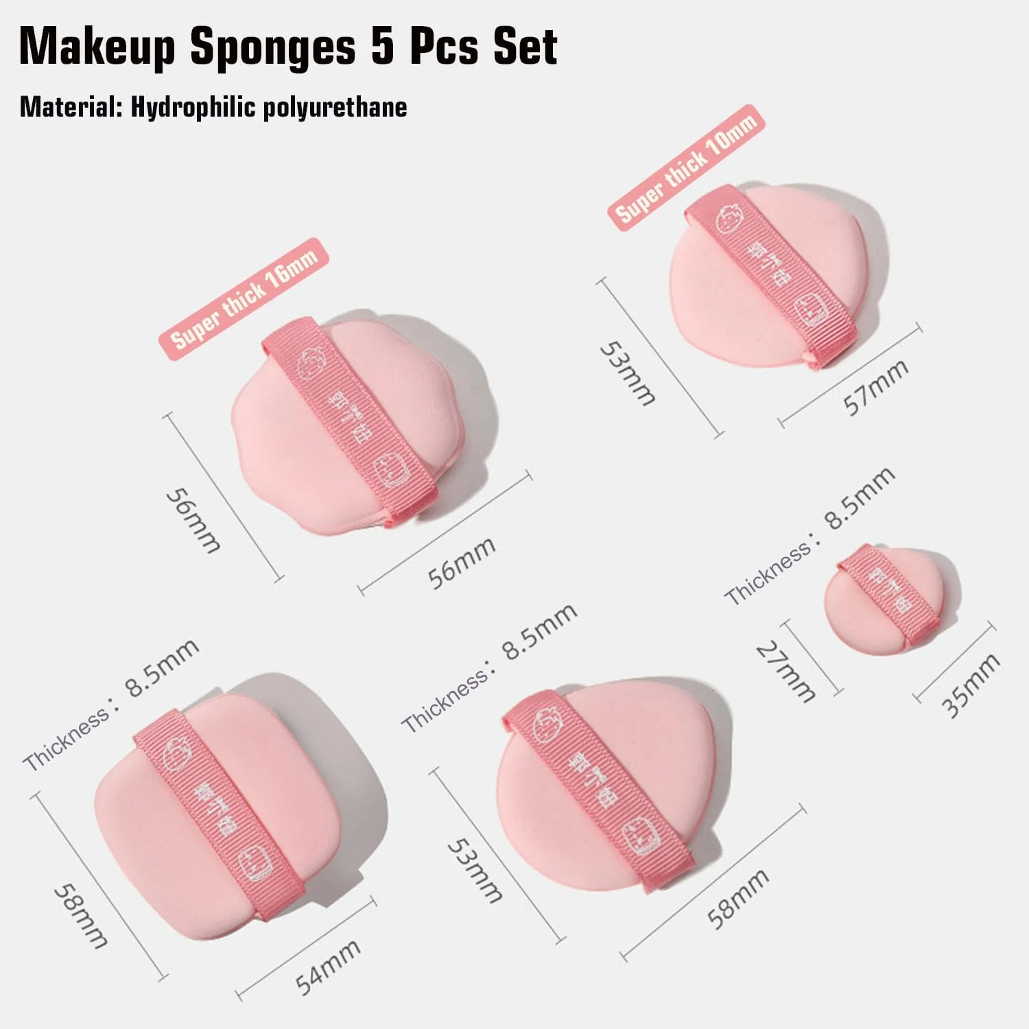 مجموعه پدهای آرایشی 5 عددی Jsofd، شامل پدهای نرم گرد و مثلثی، اسفنج های آرایشی با پد انگشتی کوچک، پد کوسن برای کرم پودر، پرایمر، رژگونه و کانسیلر (شامل 5 سایز)