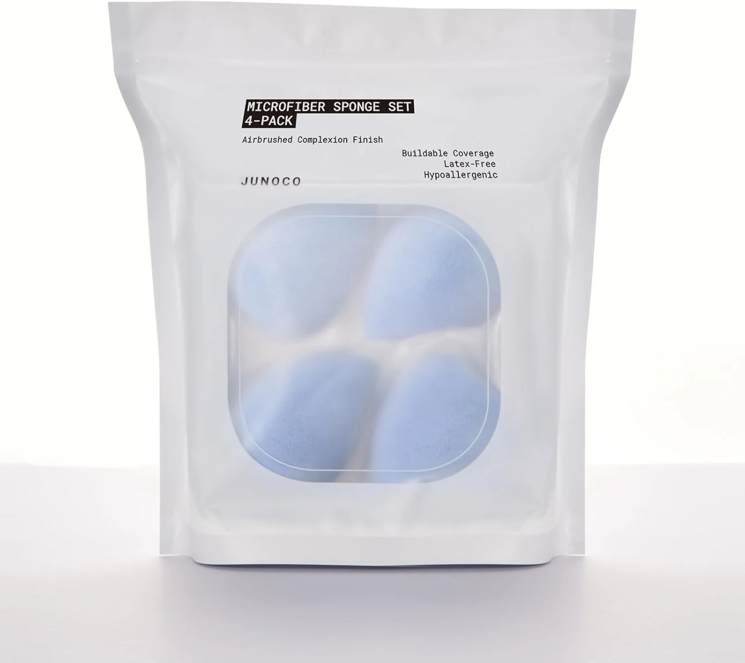 مجموعه اسفنج آرایشی میکروفایبر Juno & Co بسته 4 عددی، فناوری دولایه و ایجاد پوشش ایربراش، بلندر آرایشی برای کرم پودر، پودر و کرم مجموعه اسفنج آرایشی میکروفایبر Juno & Co بسته 4 عددی، فناوری دولایه و ایجاد پوشش ایربراش، بلندر آرایشی برای کرم پودر، پودر و کرم