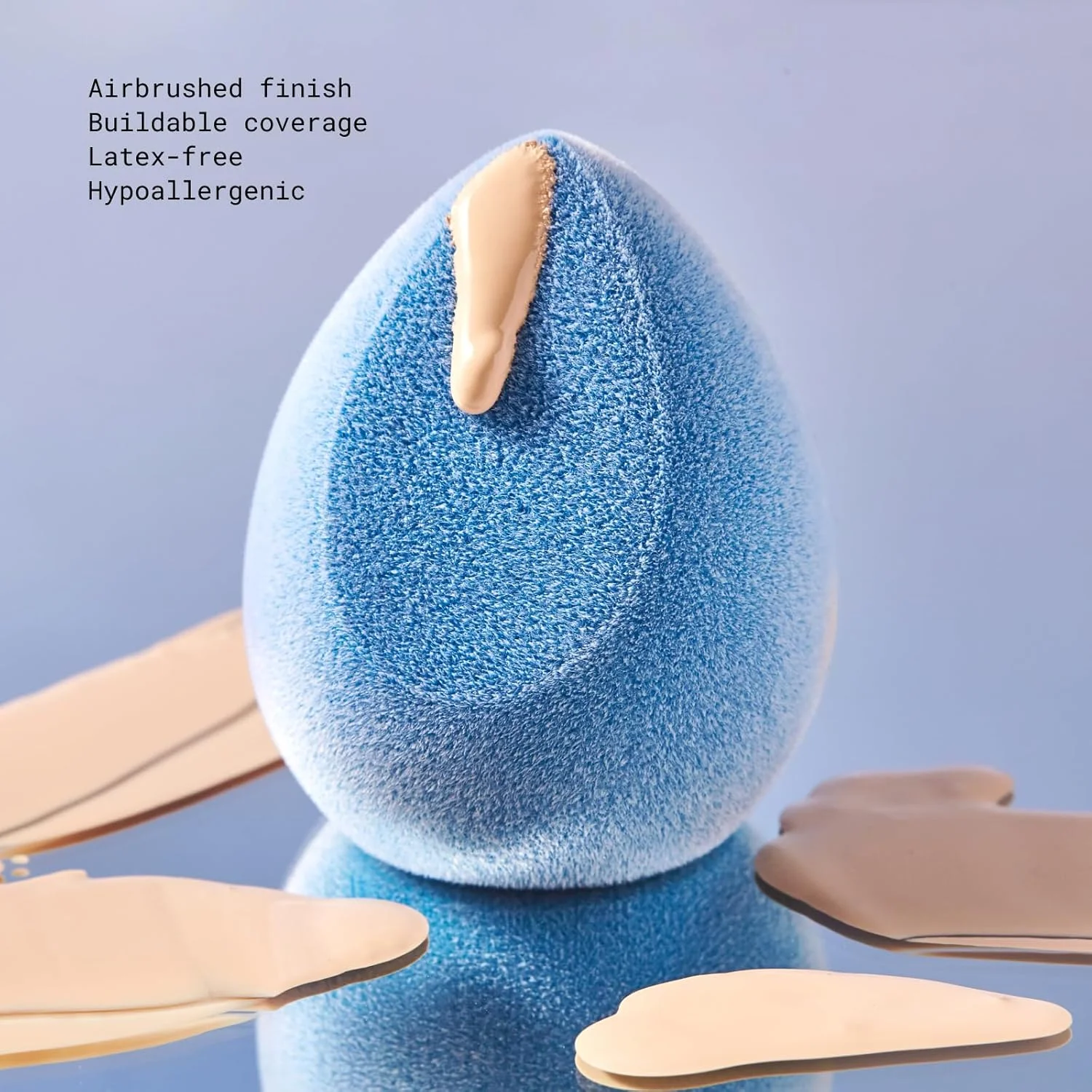 پد آرایشی میکروفایبر جونو اند کو، فناوری دولایه برای پوشش کامل، مناسب برای کرم پودر، پودر و کرم (مدل مخملی و رنگ آبی)