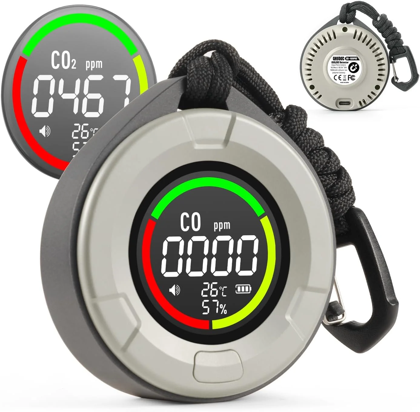 دستگاه تشخیص گاز مونوکسید کربن و دی اکسید کربن قابل حمل GasDoc DS-100PRO مناسب سفر، ردیاب مغناطیسی 4 در 1 مونوکسید کربن و دی اکسید کربن، آلارم صوتی و تصویری، 3 روز آماده به کار، مانیتور CO و CO2 برای خانه، چادر، RV دستگاه تشخیص گاز مونوکسید کربن و دی اکسید کربن قابل حمل GasDoc DS-100PRO مناسب سفر، ردیاب مغناطیسی 4 در 1 مونوکسید کربن و دی اکسید کربن، آلارم صوتی و تصویری، 3 روز آماده به کار، مانیتور CO و CO2 برای خانه، چادر، RV