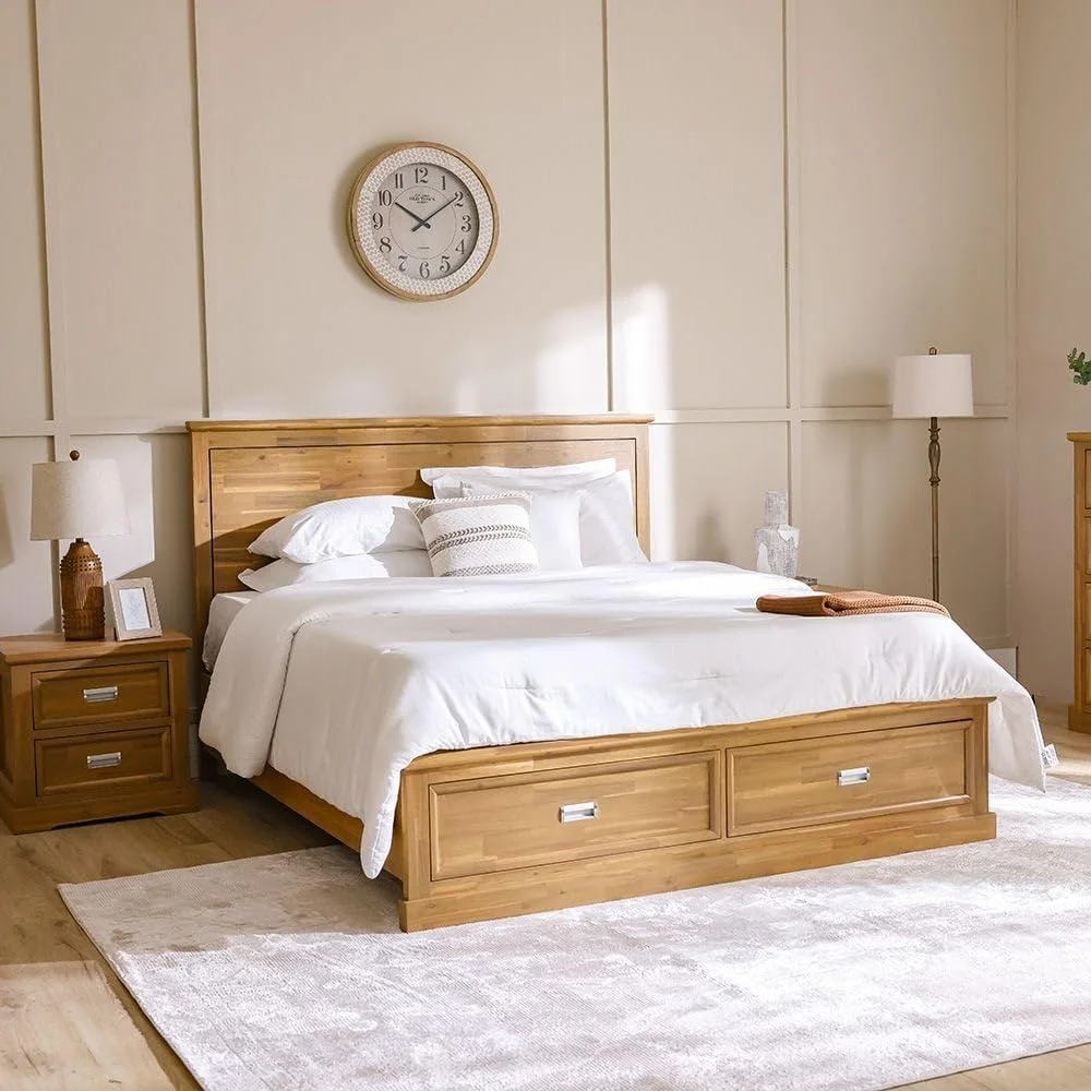 سرویس خواب دونفره چوبی دانوب هوم مدل Canterbury شامل تخت خواب سایز کینگ 180X200 + 2 پاتختی + میز آرایش + آینه | مبلمان تخت خواب دو نفره | تخت خواب راحت (بدون تشک) - قهوه ای و خاکستری سرویس خواب دونفره چوبی دانوب هوم مدل Canterbury شامل تخت خواب سایز کینگ 180X200 + 2 پاتختی + میز آرایش + آینه | مبلمان تخت خواب دو نفره | تخت خواب راحت (بدون تشک) - قهوه ای و خاکستری