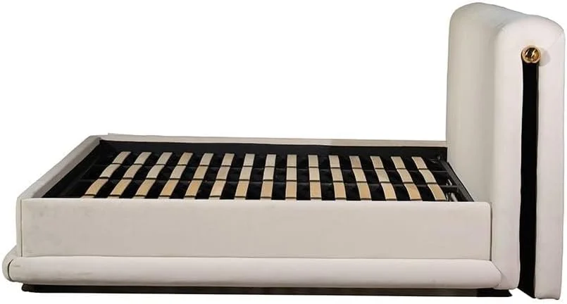 تخت خواب سوپر کینگ 200X200 دانوب هوم الحمرا | طراحی مدرن مبلمان قاب تخت خواب دو نفره چوبی | تخت خواب راحت (تشک شامل نمی شود) L245xW228xH122cm-بژ/برنجی تخت خواب سوپر کینگ 200X200 دانوب هوم الحمرا | طراحی مدرن مبلمان قاب تخت خواب دو نفره چوبی | تخت خواب راحت (تشک شامل نمی شود) L245xW228xH122cm-بژ/برنجی
