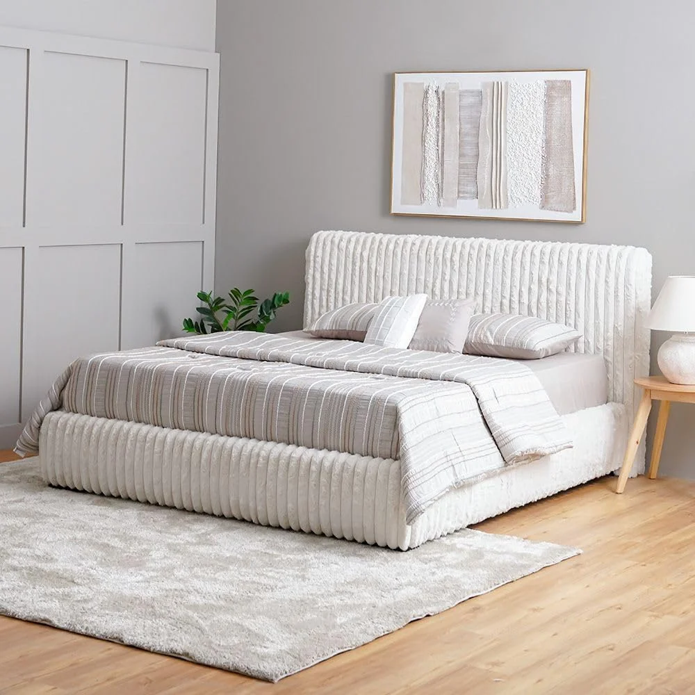 تخت خواب دونفره کینگ مدل Danube Home Fritz با ابعاد 180X200 | طراحی مدرن، قاب تخت خواب چوبی | تخت خواب راحت (تشک شامل نمی شود) ابعاد: L229xW206xH117cm - کرم تخت خواب دونفره کینگ مدل Danube Home Fritz با ابعاد 180X200 | طراحی مدرن، قاب تخت خواب چوبی | تخت خواب راحت (تشک شامل نمی شود) ابعاد: L229xW206xH117cm - کرم