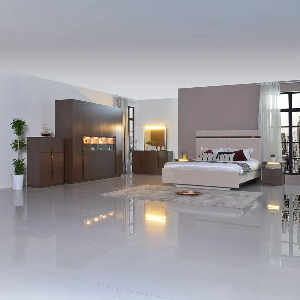 تخت خواب دونفره کینگ 180x200 رونین Danube Home | مبلمان قاب تخت خواب چوبی با طراحی مدرن | تخت خواب راحت (تشک شامل نمی شود) - بژ/برنز تخت خواب دونفره کینگ 180x200 رونین Danube Home | مبلمان قاب تخت خواب چوبی با طراحی مدرن | تخت خواب راحت (تشک شامل نمی شود) - بژ/برنز