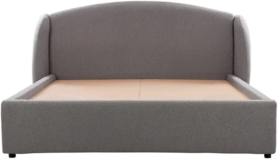 تخت خواب سوپر کینگ 200x200 دانوب هوم مدل Stilo | طراحی مدرن مبلمان قاب تخت خواب دو نفره چوبی | تخت خواب راحت (تشک شامل نمی شود) - خاکستری
