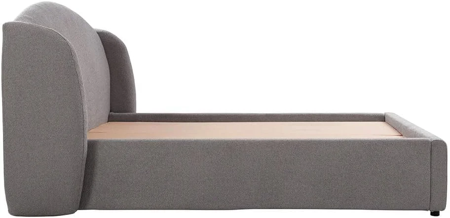 تخت خواب سوپر کینگ 200x200 دانوب هوم مدل Stilo | طراحی مدرن مبلمان قاب تخت خواب دو نفره چوبی | تخت خواب راحت (تشک شامل نمی شود) - خاکستری