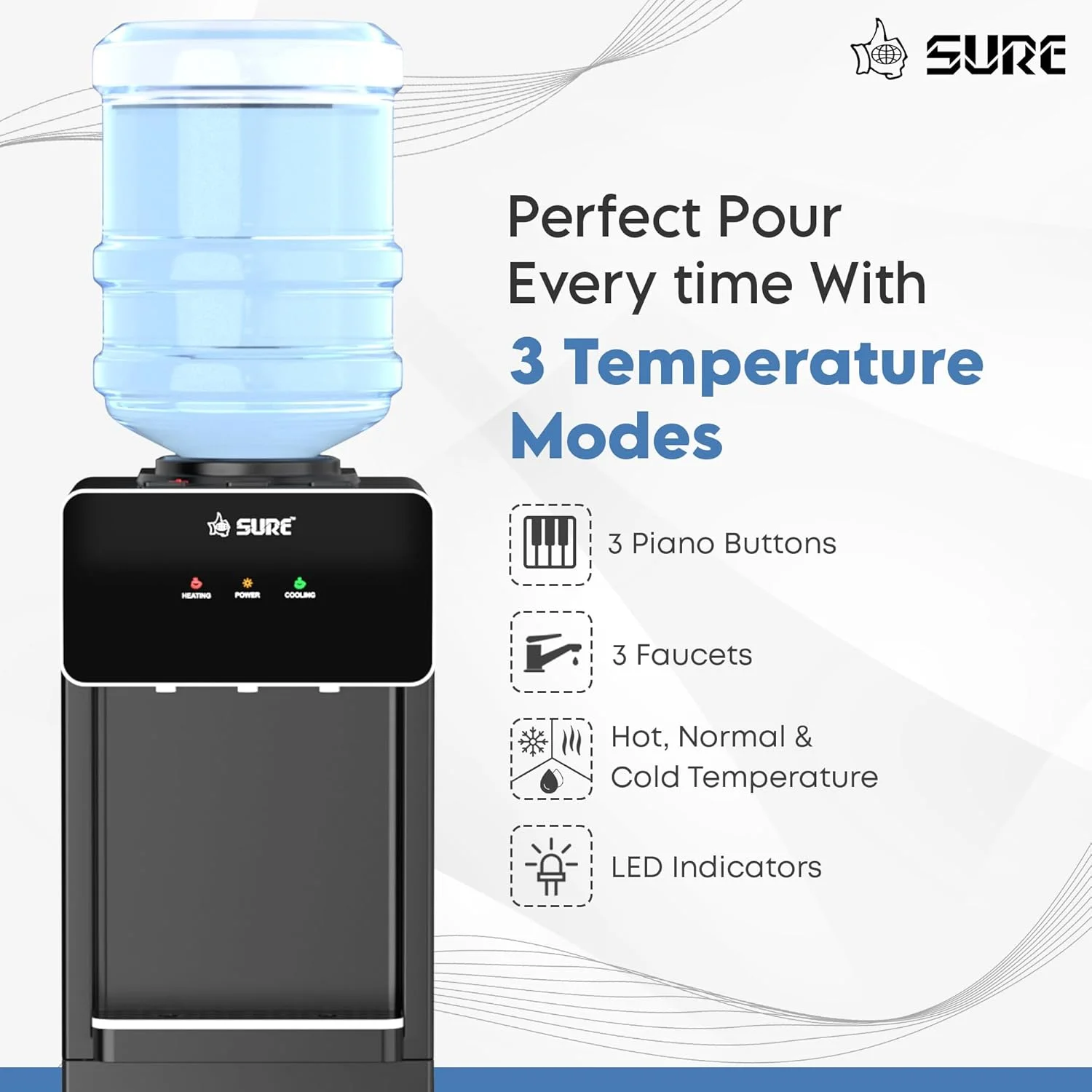 آبسردکن ایستاده شور OUDIS B5 | قفل ایمنی کودک | سه شیر با حالت دما | کابینت داخلی | مخزن استیل ضد زنگ | مصرف انرژی پایین