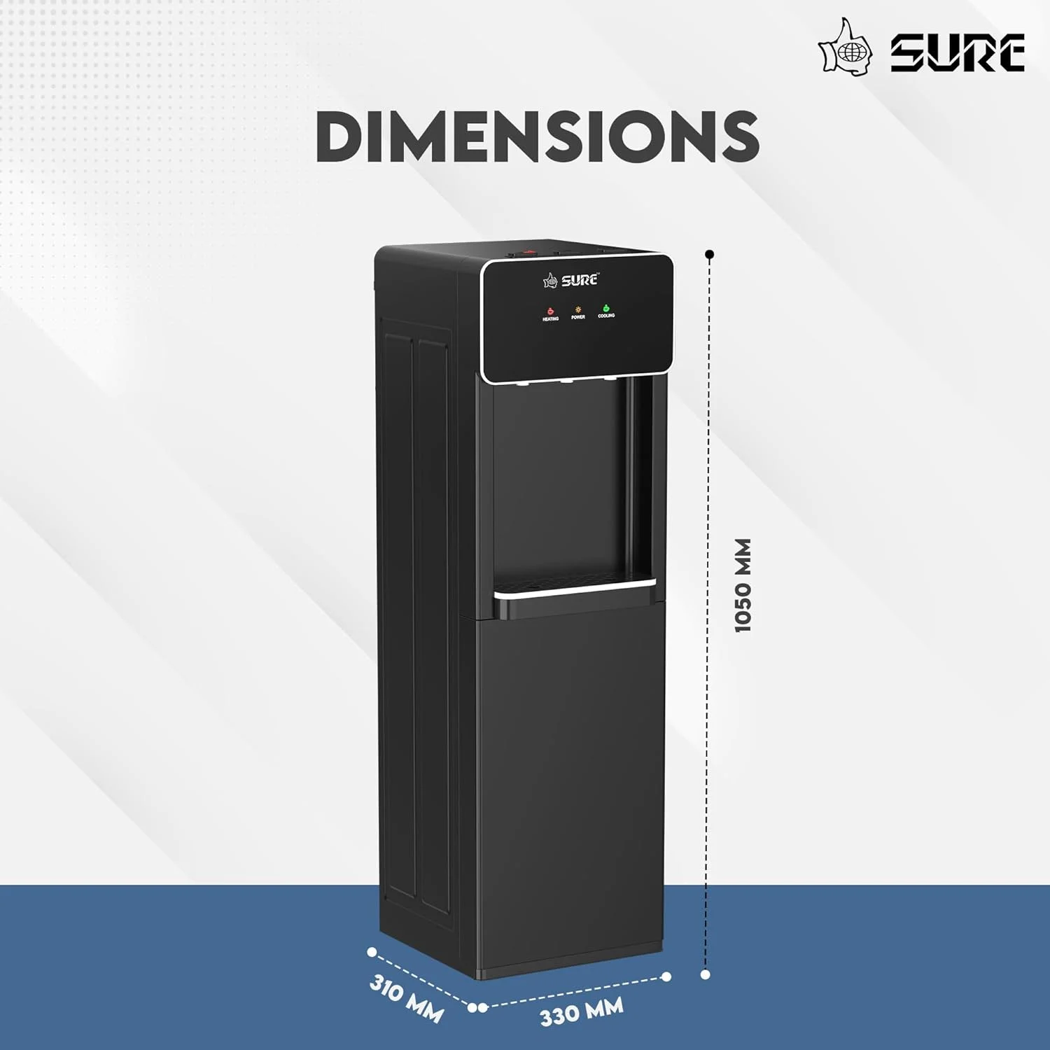 آبسردکن و جوش کن ایستاده شور OUDIS مدل B7 با بارگیری از پایین | قفل ایمنی کودک | سه شیر با حالت دما | توان گرمایش 500 وات | توان سرمایش 90 وات