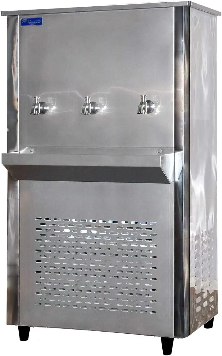 آبسردکن سه شیر سوپر جنرال مدل SGCL80T3، ظرفیت سرمایش بالا 70 گالن در ساعت، دارای سه شیر آب مناسب، ساختار فولادی بادوام، نقره ای، ابعاد 59x75x127 سانتی متر (عرضxعمقxارتفاع)