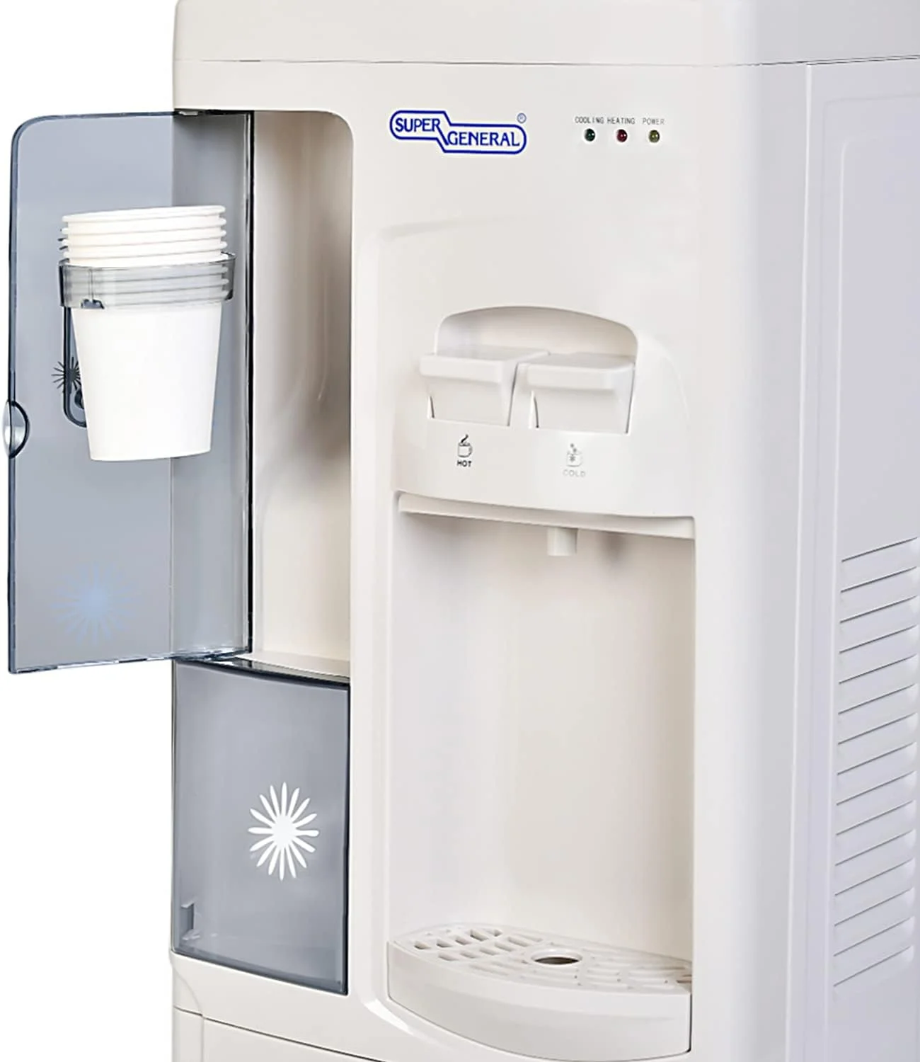 آبسردکن و آبگرمکن سوپر جنرال مدل SGL-1171، دارای کابینت و جا لیوانی، آب گرم فوری، 2 شیر، سفید/خاکستری، 31.2 x 32.5 x 96 سانتی متر آبسردکن و آبگرمکن سوپر جنرال مدل SGL-1171، دارای کابینت و جا لیوانی، آب گرم فوری، 2 شیر، سفید/خاکستری، 31.2 x 32.5 x 96 سانتی متر