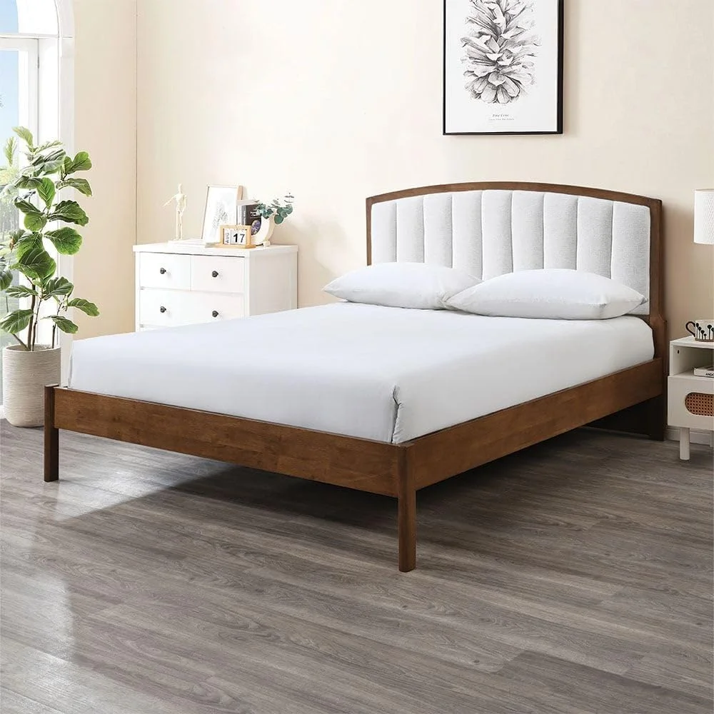 تخت خواب دو نفره چوبی دانوب هوم مدل Derby Lloyd با ابعاد 180X200 به همراه تاج پارچه ای | طراحی مدرن، مبلمان تخت خواب دو نفره چوبی | تخت خواب راحت (تشک شامل نمی شود) ابعاد: L208xW203xH120cm - قهوه ای + بژ تخت خواب دو نفره چوبی دانوب هوم مدل Derby Lloyd با ابعاد 180X200 به همراه تاج پارچه ای | طراحی مدرن، مبلمان تخت خواب دو نفره چوبی | تخت خواب راحت (تشک شامل نمی شود) ابعاد: L208xW203xH120cm - قهوه ای + بژ
