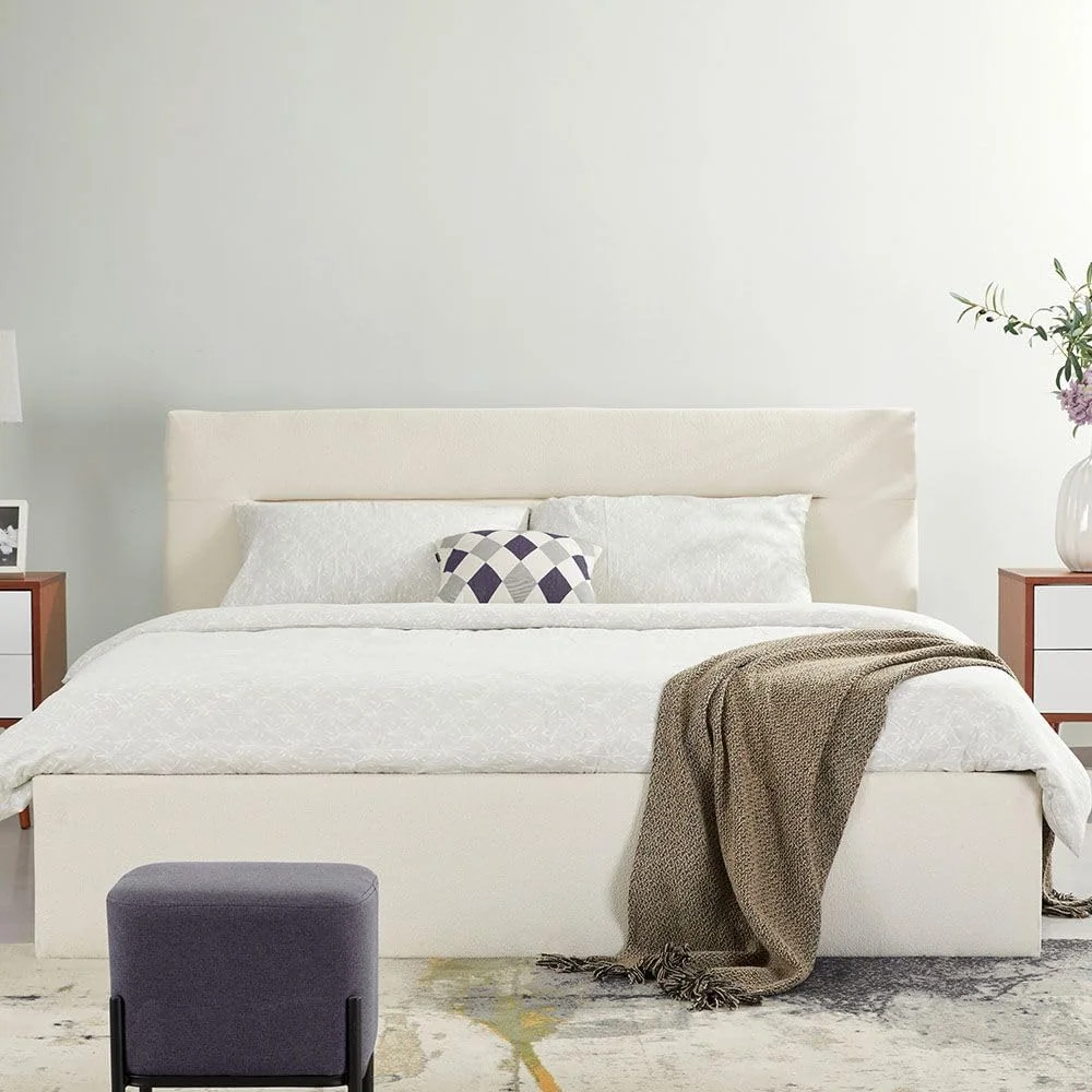 تخت خواب کینگ 180X200 مدل Hendrix دانوب هوم با فضای ذخیره سازی هیدرولیک | طراحی مدرن و مستحکم، مبلمان قاب تخت خواب دو نفره چوبی | تخت خواب های آرام و راحت L 225 x W 196 x H 103 سانتی متر - سفید تخت خواب کینگ 180X200 مدل Hendrix دانوب هوم با فضای ذخیره سازی هیدرولیک | طراحی مدرن و مستحکم، مبلمان قاب تخت خواب دو نفره چوبی | تخت خواب های آرام و راحت L 225 x W 196 x H 103 سانتی متر - سفید