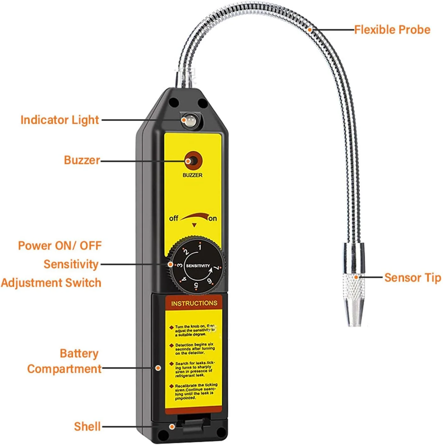 نشت یاب مبرد، تست کننده گاز مبرد هالوژن توسط Freon HFC HCFC CFC PFC Hfo Ac با دقت بالا برای تعمیر سیستم تهویه مطبوع