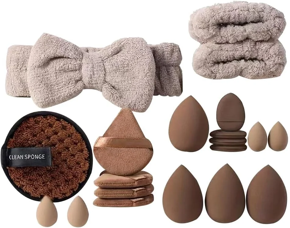 ست 20 عددی اسفنج آرایشی IKEEP، ست اسفنج های چند رنگی برای زیبایی به همراه هدبند، پدهای پودری، اسفنج تمیز کننده و مچ بند، اسفنج های زیبایی سایز متوسط و کوچک برای کانتورینگ، چشم ها و گوشه ها (قهوه ای) ست 20 عددی اسفنج آرایشی IKEEP، ست اسفنج های چند رنگی برای زیبایی به همراه هدبند، پدهای پودری، اسفنج تمیز کننده و مچ بند، اسفنج های زیبایی سایز متوسط و کوچک برای کانتورینگ، چشم ها و گوشه ها (قهوه ای)