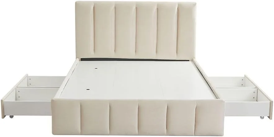 تخت خواب دو نفره کینگ دانوب هوم ویستا 180X200 با 4 کشو | طراحی مدرن و مستحکم، مبلمان قاب تخت خواب چوبی | تخت خواب های آرام و راحت L 220 x W 191 x H 111 سانتی متر - بژ روشن تخت خواب دو نفره کینگ دانوب هوم ویستا 180X200 با 4 کشو | طراحی مدرن و مستحکم، مبلمان قاب تخت خواب چوبی | تخت خواب های آرام و راحت L 220 x W 191 x H 111 سانتی متر - بژ روشن