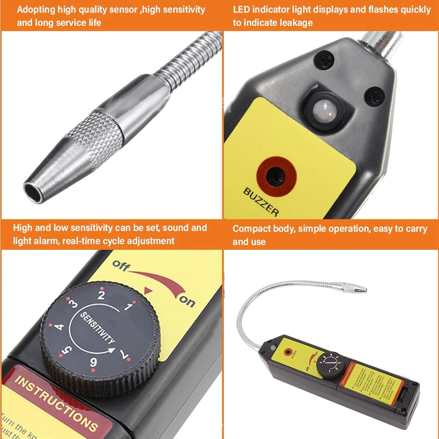 نشت یاب مبرد، تست کننده گاز مبرد هالوژن توسط Freon HFC HCFC CFC PFC Hfo Ac با دقت بالا برای تعمیر سیستم تهویه مطبوع